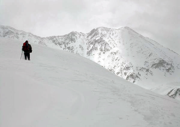 Ben passing by Drift Peak while ascending Mayflower hill, near Climax, Colorado, north of Leadville