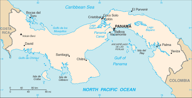 Map of Panama from the Translation Site - www.appliedlanguage.com/