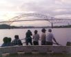 View of the Bridge of Americas, from the deck of the boat to Taboga, not long after leaving the pier in Balboa